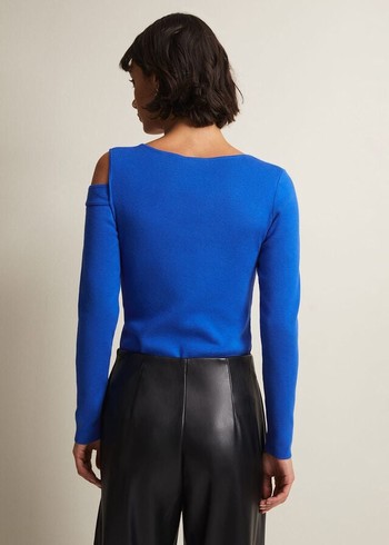 Phase Eight Wren Blue Cut Outted Knitwear Blue Canada | XJQECO-209